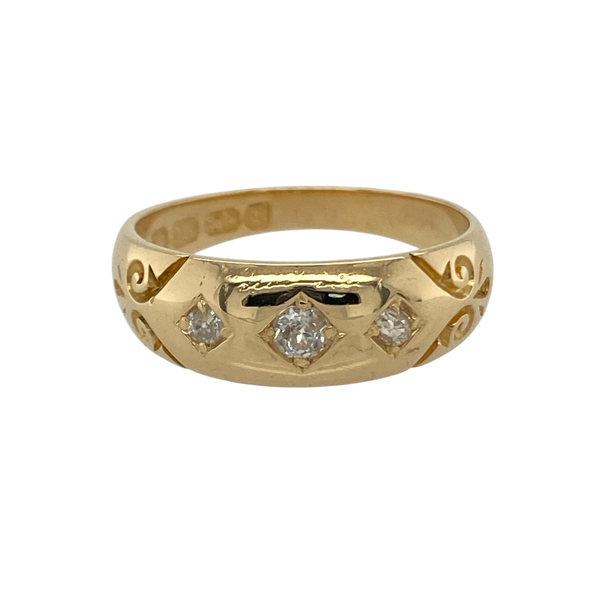 18ct Gold & Diamond Set Victorian Style Gypsy Ring
