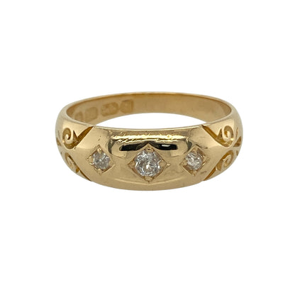 18ct Gold & Diamond Set Victorian Style Gypsy Ring