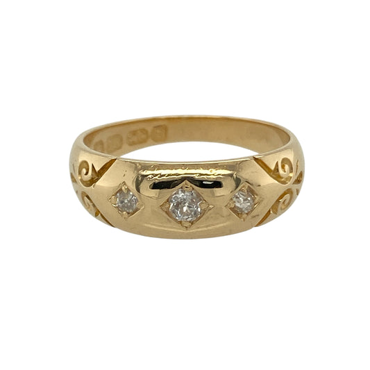 18ct Gold & Diamond Set Victorian Style Gypsy Ring