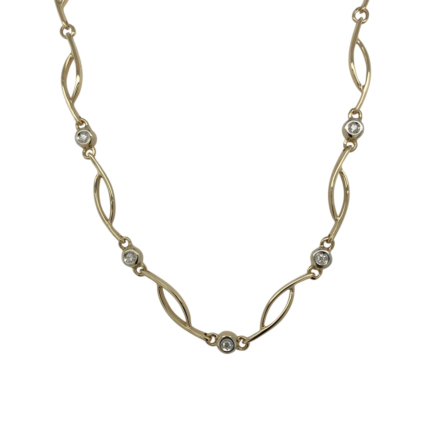 9ct Gold & Diamond Set 16" Necklace