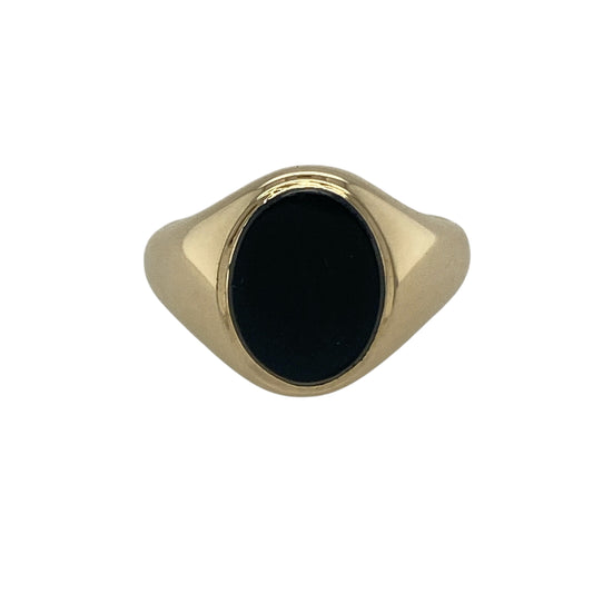9ct Gold & Onyx Set Oval Signet Ring