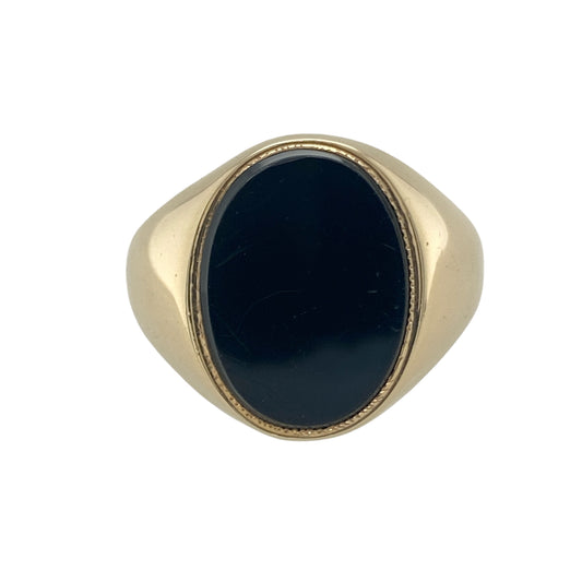 9ct Gold & Onyx Set Oval Signet Ring