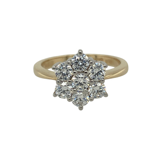 14ct Gold & Cubic Zirconia Set Flower Cluster Ring