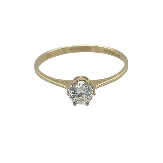 9ct Gold & Cubic Zirconia Set Solitaire Ring