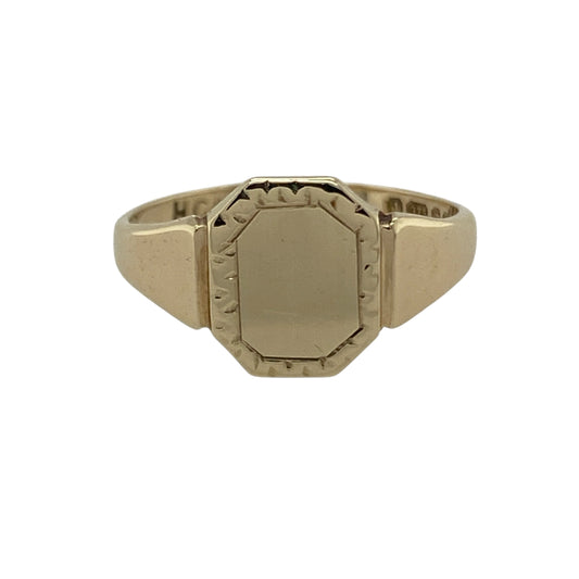 9ct Gold Patterned Signet Ring
