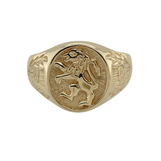 9ct Gold Oval Lion Signet Ring