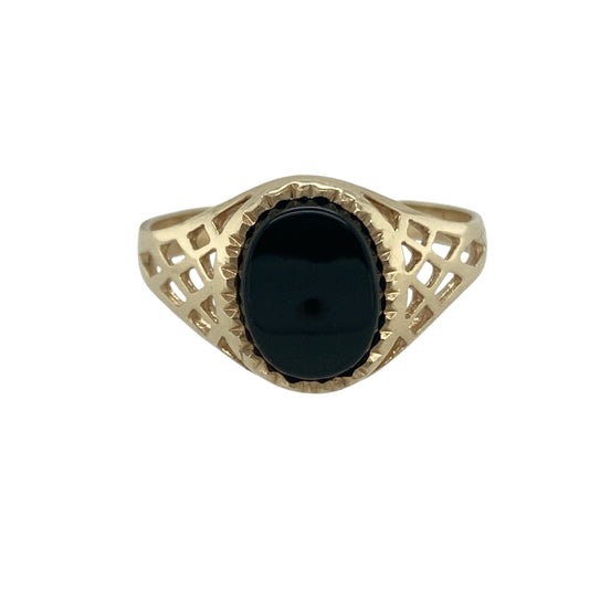 9ct Gold & Onyx Set Oval Signet Ring