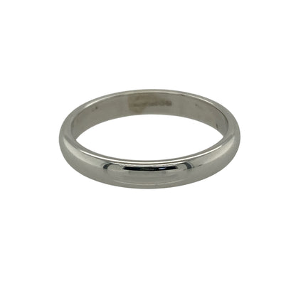 Bring classic elegance and understated sophistication to your collection with this pre-owned 9ct white gold wedding band ring, combining timeless simplicity with a polished modern finish—perfect as a wedding ring or an everyday symbol of love.

Design: The ring features a traditional 3mm band with a smooth, rounded profile, offering a refined and versatile look suitable for both men and women.
