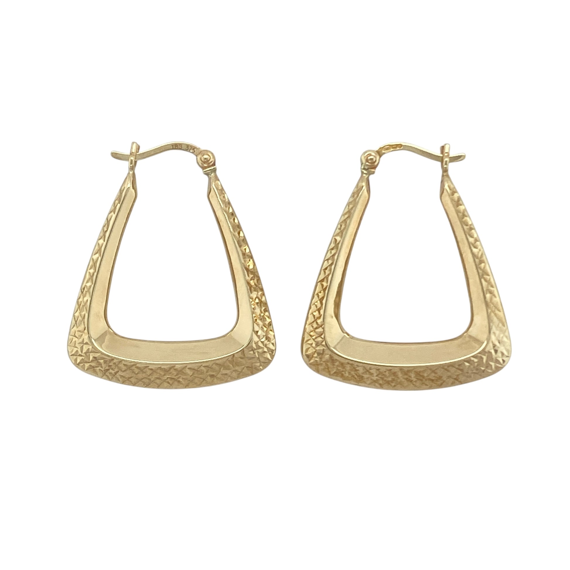 9ct Gold Patterned Handbag Creole Earrings