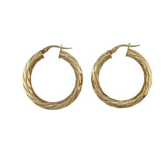 9ct Gold Twisted Hoop Creole Earrings