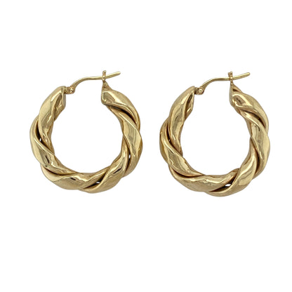 9ct Gold Twisted Hoop Creole Earrings