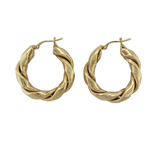 9ct Gold Twisted Hoop Creole Earrings
