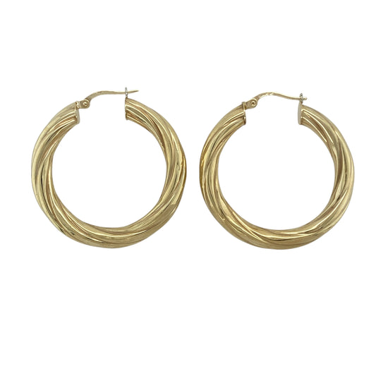 9ct Gold Twisted Hoop Creole Earrings