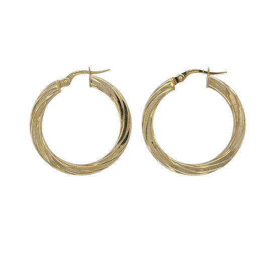 9ct Gold Twisted Hoop Creole Earrings