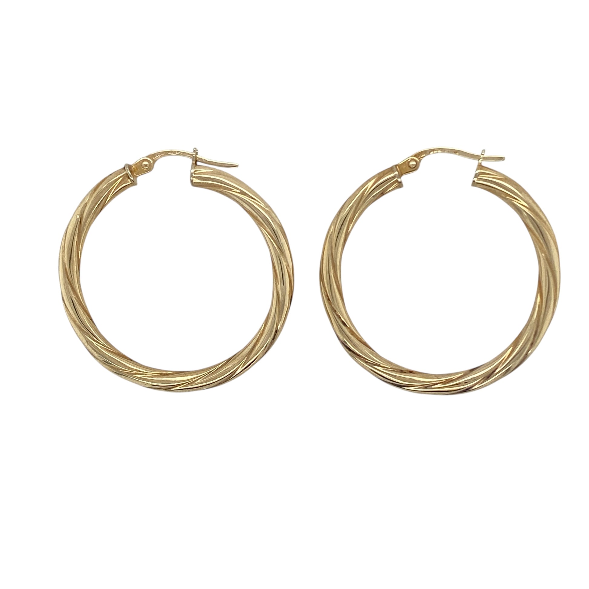 9ct Gold Twisted Hoop Creole Earrings