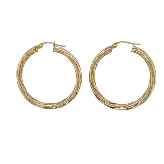 9ct Gold Twisted Hoop Creole Earrings