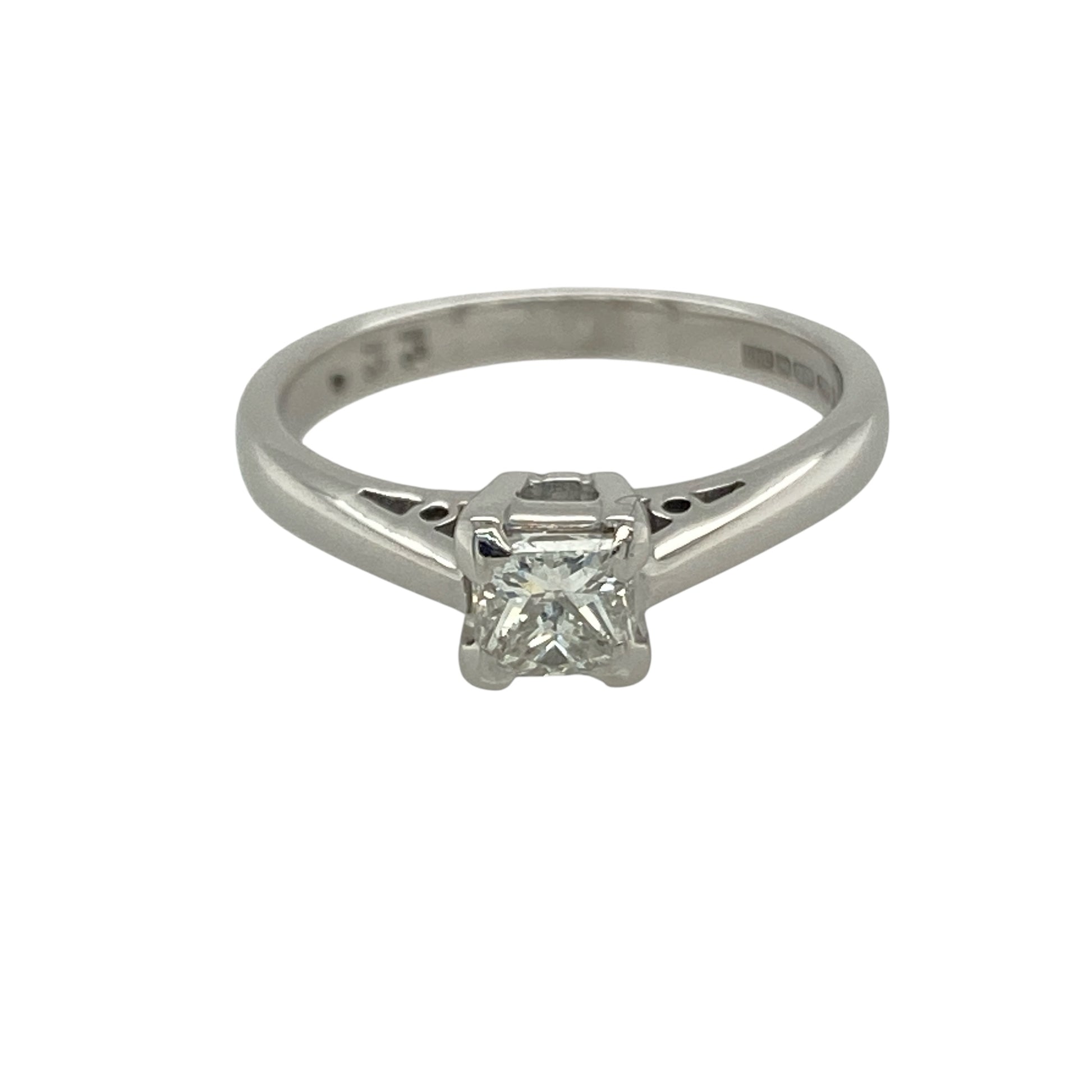 18ct White Gold & Princess Cut Diamond Set Solitaire Ring
