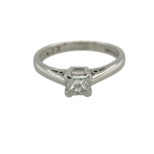 18ct White Gold & Princess Cut Diamond Set Solitaire Ring
