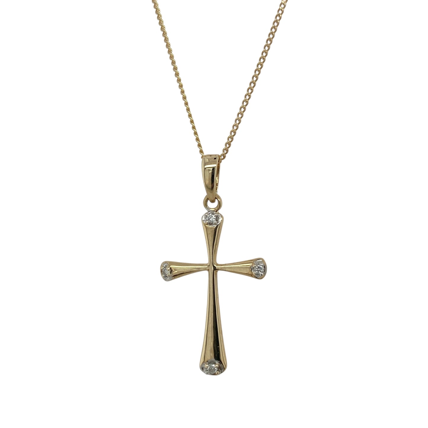 9ct Gold & Diamond Set Cross 18" Necklace