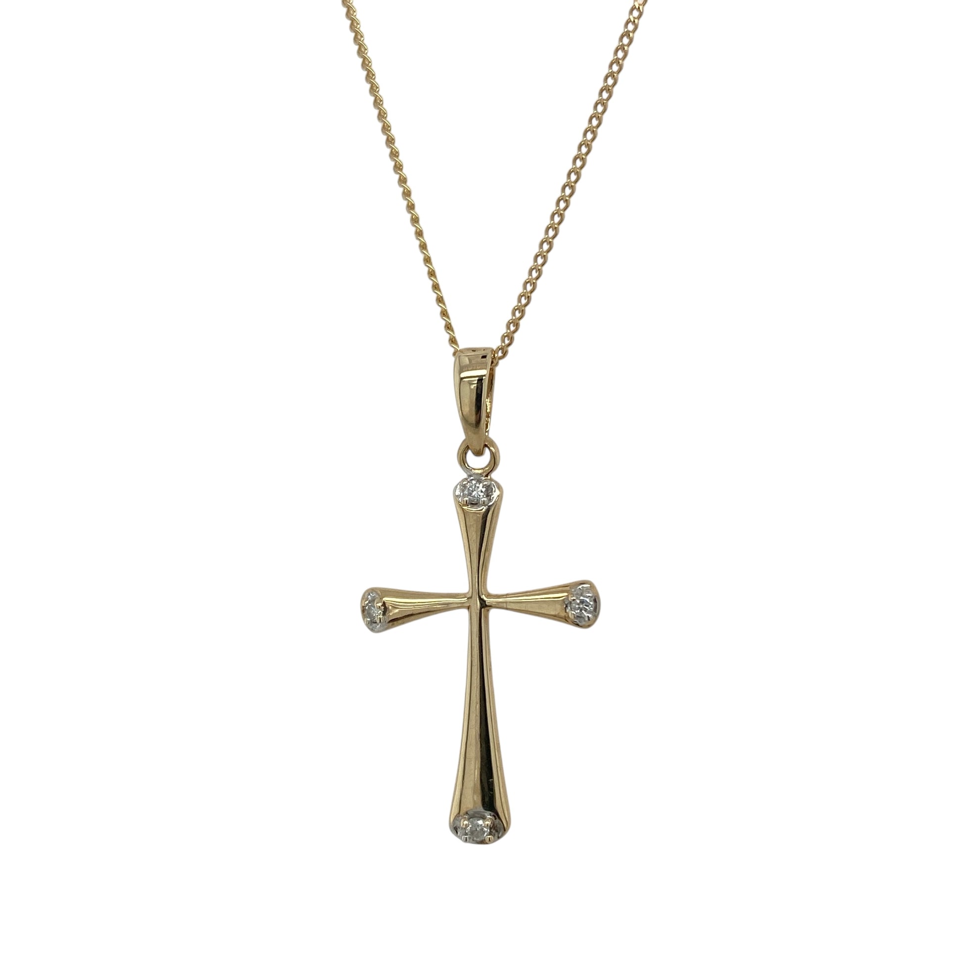 9ct Gold & Diamond Set Cross 18" Necklace