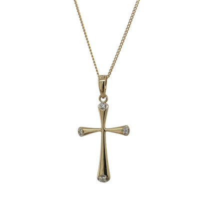 9ct Gold & Diamond Set Cross 18" Necklace