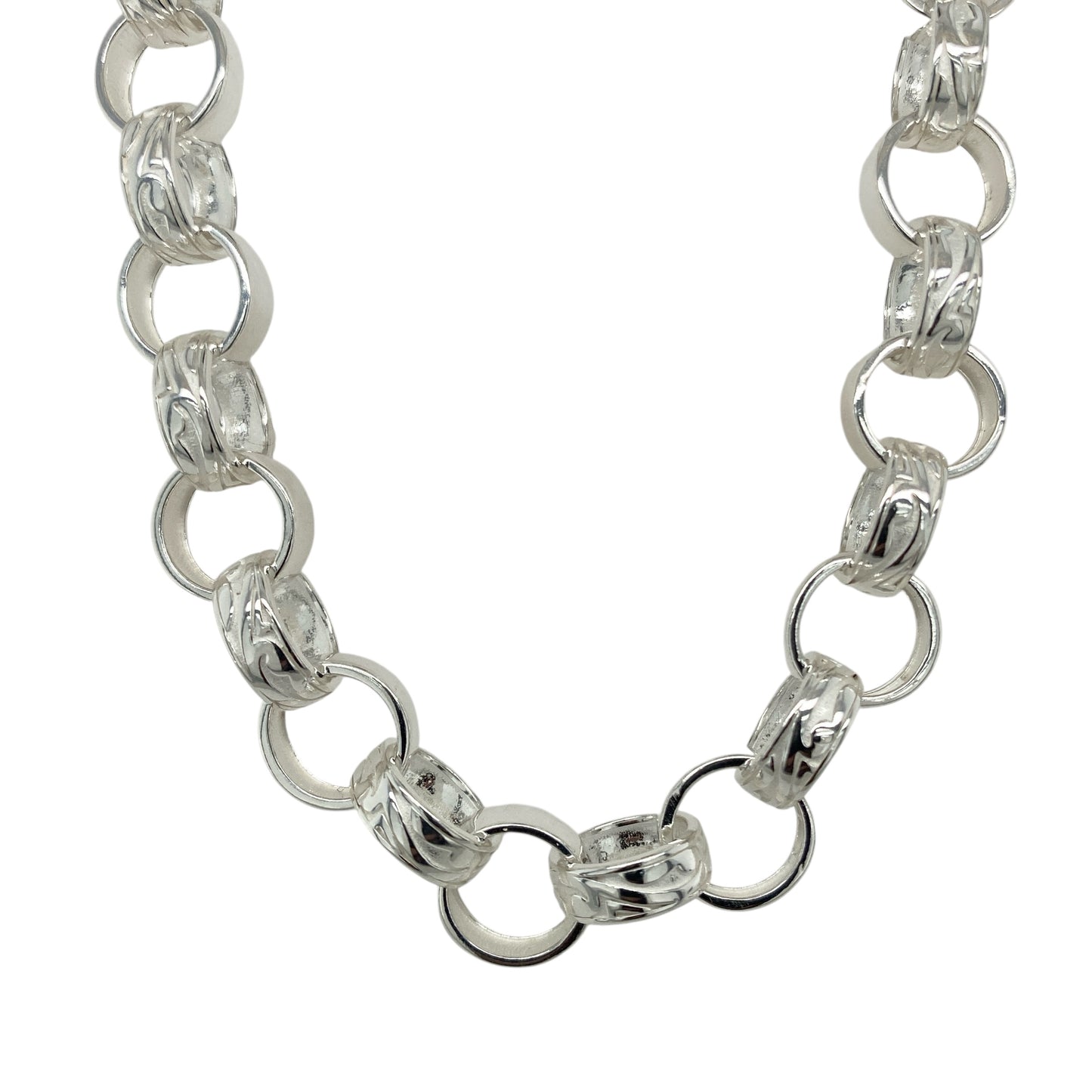New 925 Silver 22" Patterned Belcher Chain