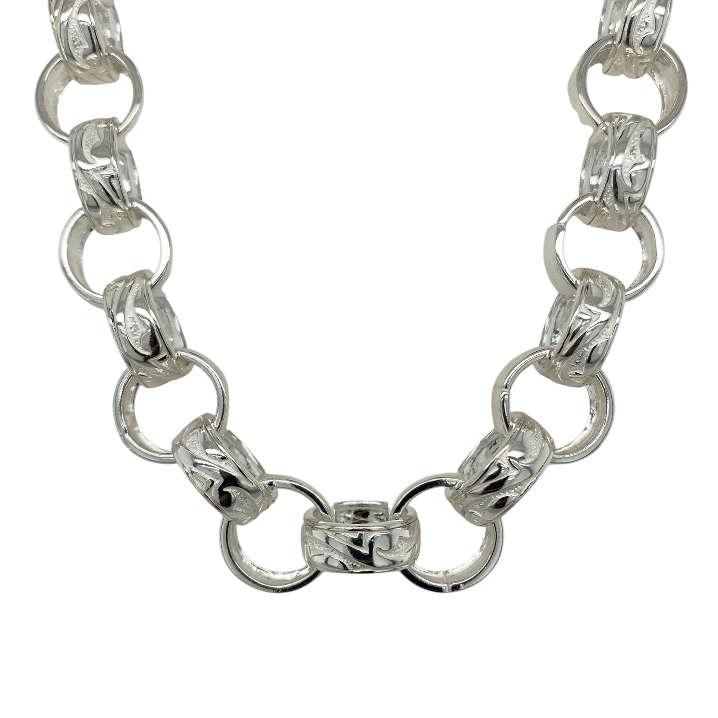 New 925 Silver 22" Patterned Belcher Chain