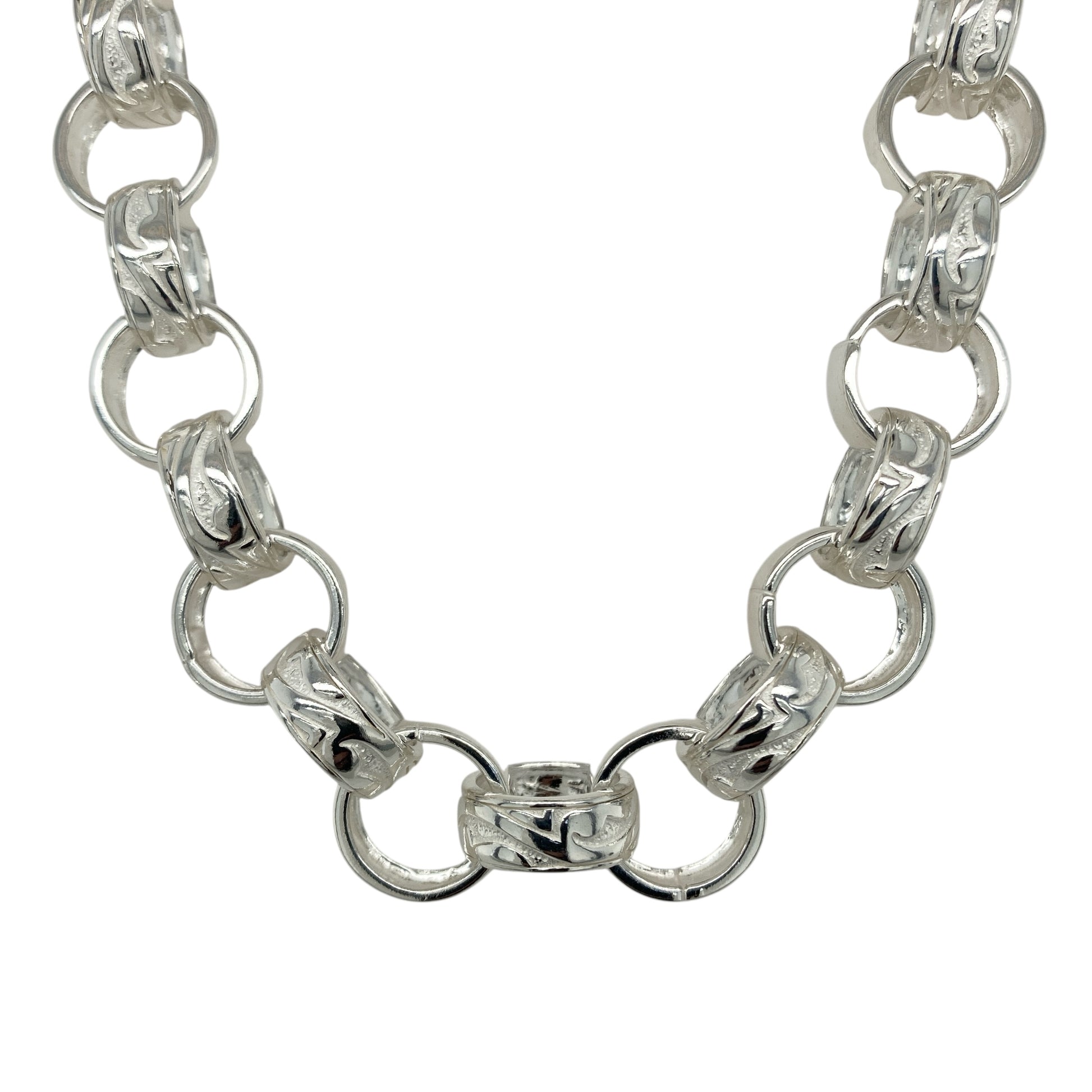 New 925 Silver 22" Patterned Belcher Chain