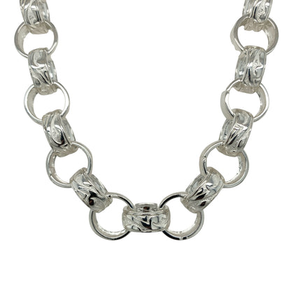 New 925 Silver 22" Patterned Belcher Chain