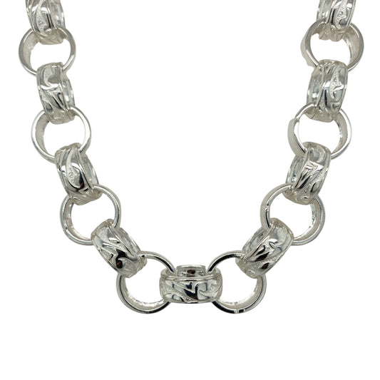 New 925 Silver 22" Patterned Belcher Chain