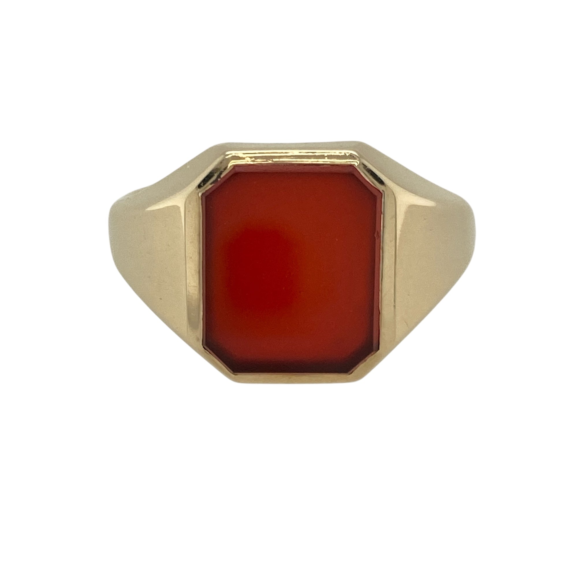 9ct Gold & Carnelian Set Rectangle Signet Ring