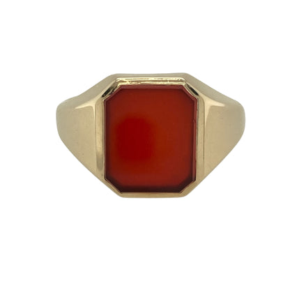 9ct Gold & Carnelian Set Rectangle Signet Ring