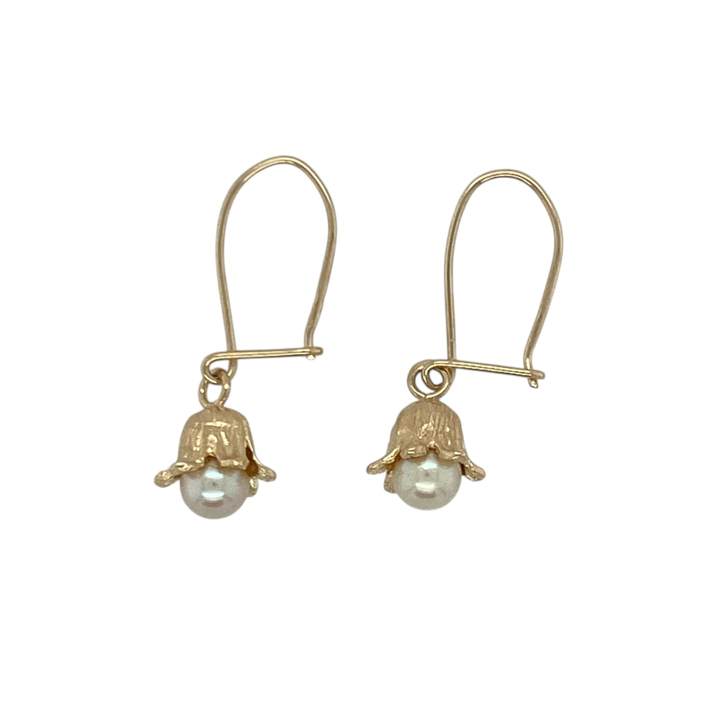 9ct Gold & Pearl Set Flower Drop Earrings