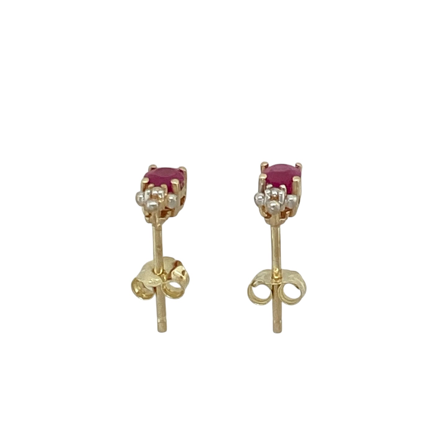 9ct Gold & Ruby Set Oval Stud Earrings