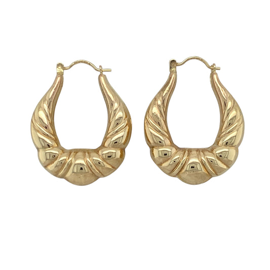 9ct Gold Bubble Style Oval Creole Earrings