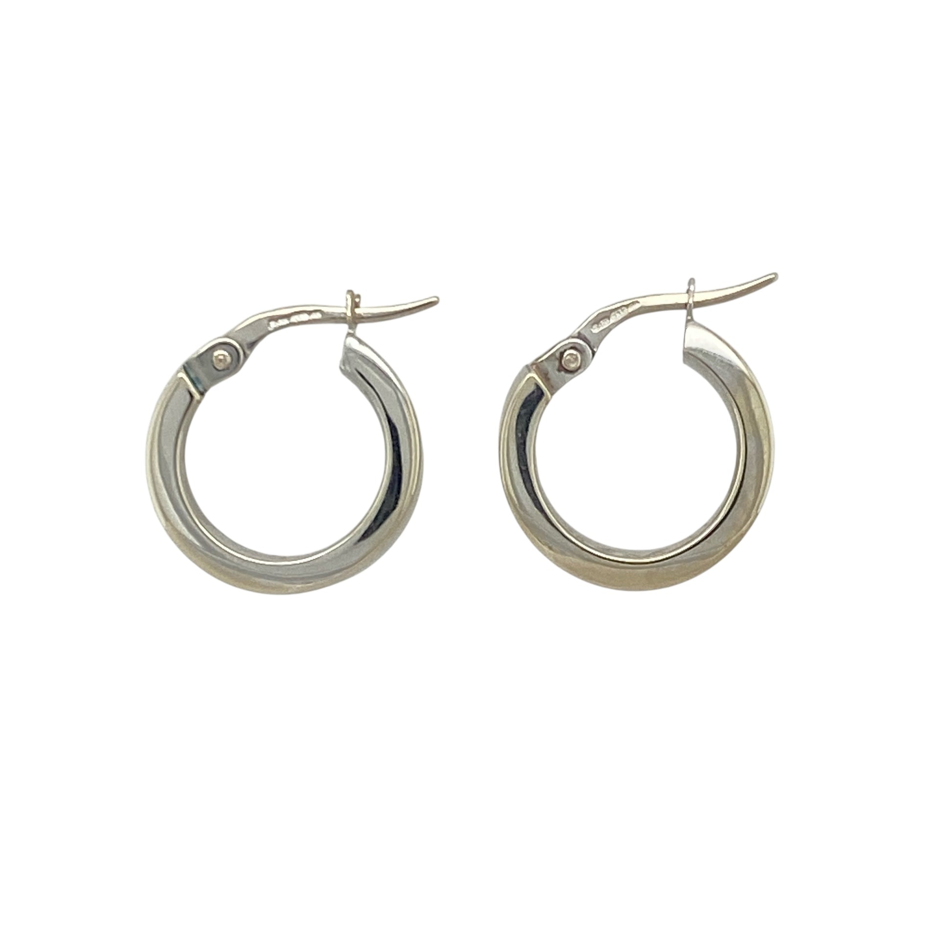 9ct White Gold Small Plain Hoop Creole Earrings