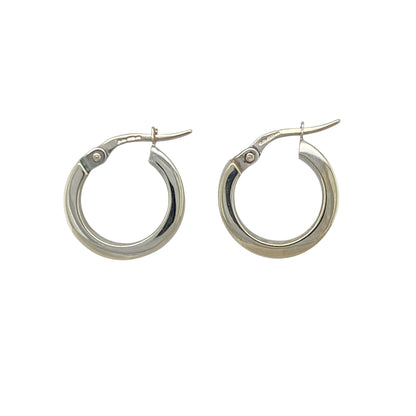 9ct White Gold Small Plain Hoop Creole Earrings