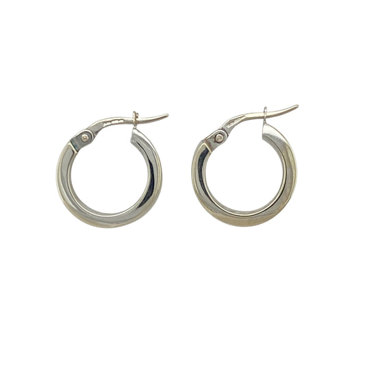 9ct White Gold Small Plain Hoop Creole Earrings