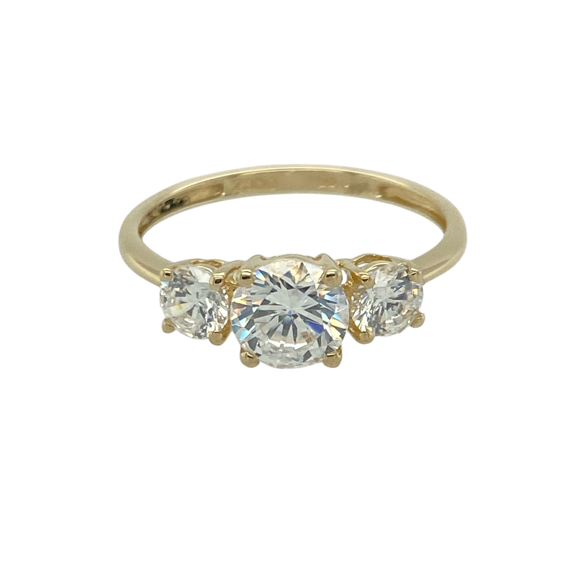 14ct Gold & Cubic Zirconia Set Trilogy Ring