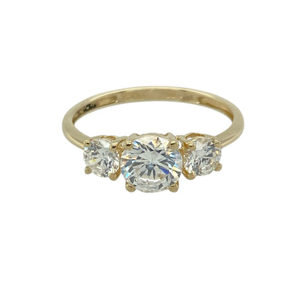 14ct Gold & Cubic Zirconia Set Trilogy Ring