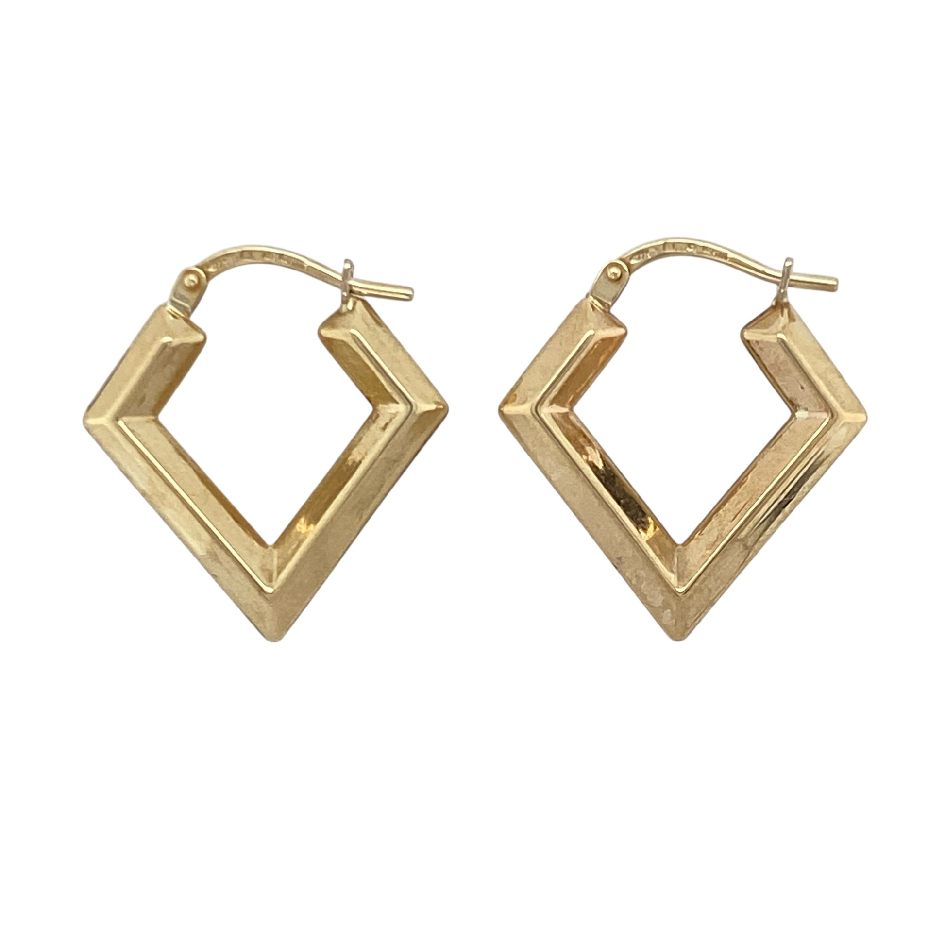9ct Gold Triangle Shaped Creole Earrings