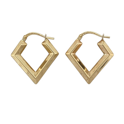 9ct Gold Triangle Shaped Creole Earrings