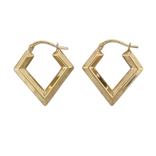 9ct Gold Triangle Shaped Creole Earrings
