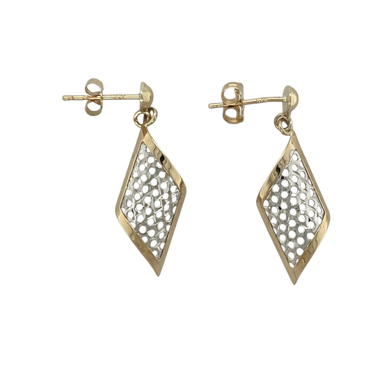 9ct Gold Open Weave Drop Earrings