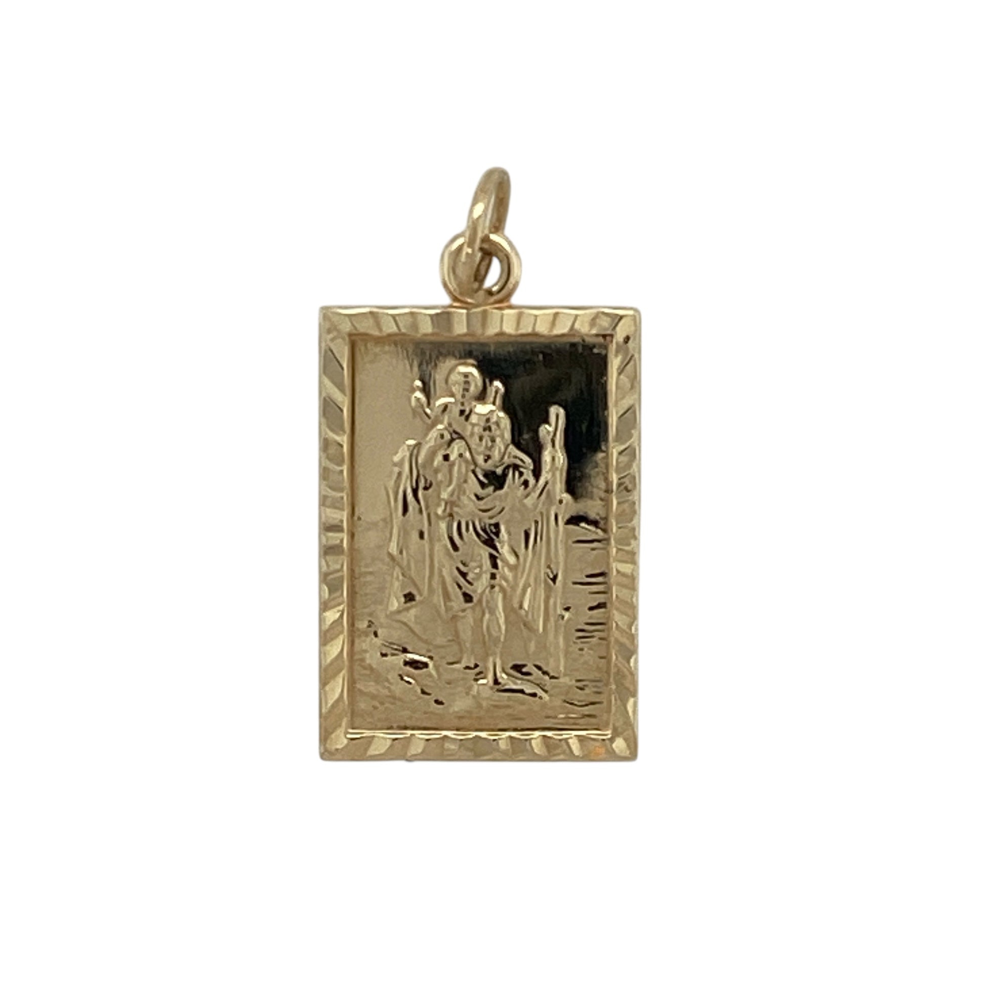 9ct Gold Rectangle St Christopher Pendant