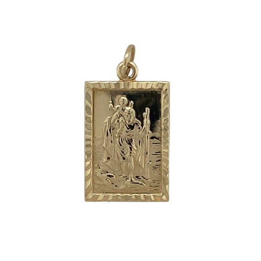 9ct Gold Rectangle St Christopher Pendant