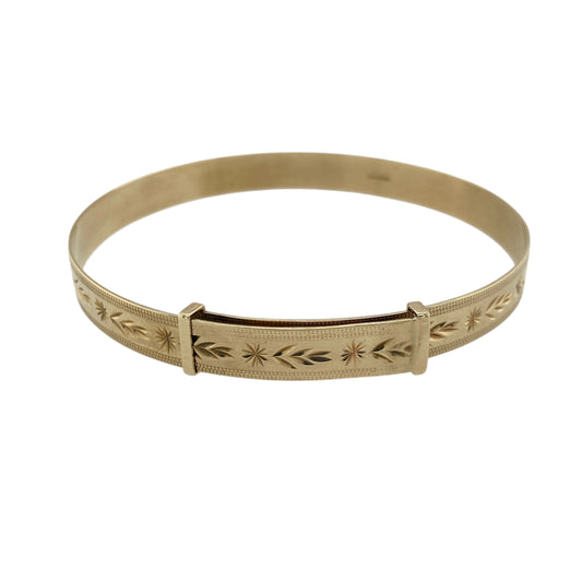 9ct Solid Gold Patterned Expanding Bangle