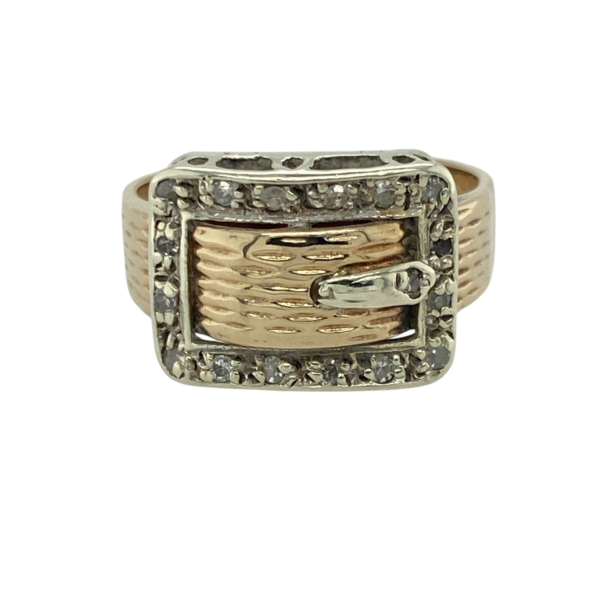 9ct Gold & Diamond Set Buckle Ring