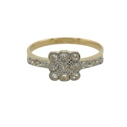 18ct Gold & Platinum Set Art Deco Cluster Ring