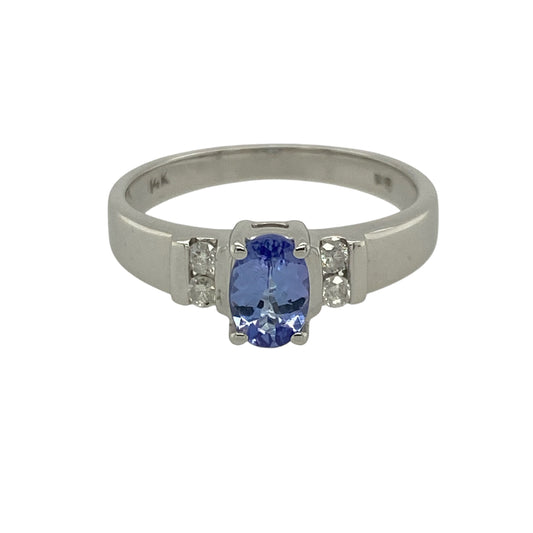 14ct White Gold Diamond & Tanzanite Set Ring